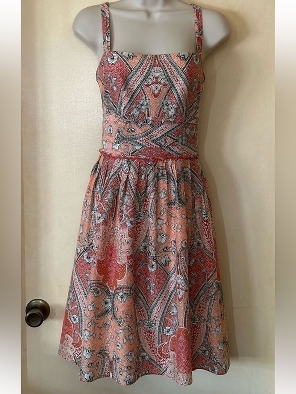 Ann Taylor Fit And Flare Pleated Midi Dress Size 0